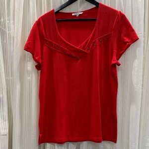 #136 Elegant Red Short Sleeve Top
